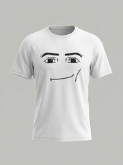 T-shirt imprimé à col rond blanc, vue de face