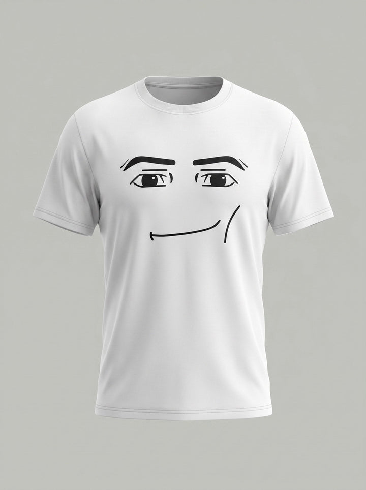 T-shirt imprimé à col rond blanc, vue de face