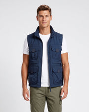 Gilet à poche zippée bleu marine — vue portée de face