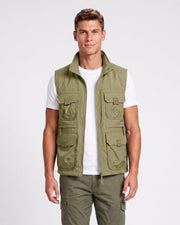 Gilet à poche zippée beige — vue de face