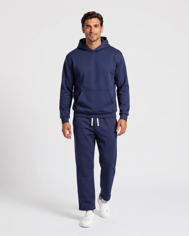 Ensemble sweat à capuche et pantalon bleu marine — vue de face