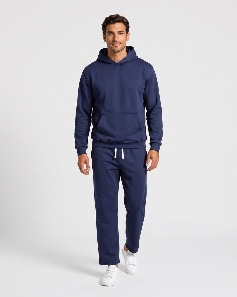 Ensemble sweat à capuche et pantalon bleu marine — vue de face