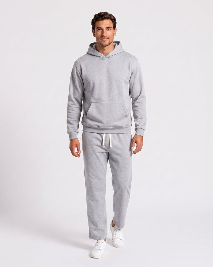 Ensemble sweat à capuche et pantalon gris — vue de face