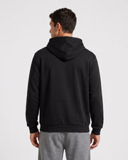 Veste zippée à capuche noire, vue portée de dos