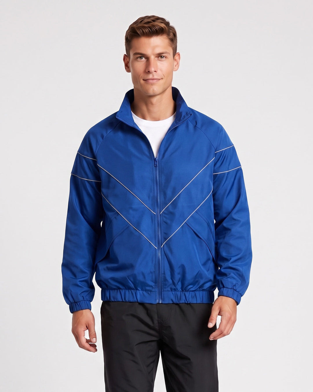 Veste zippée décontractée bleue — vue de face