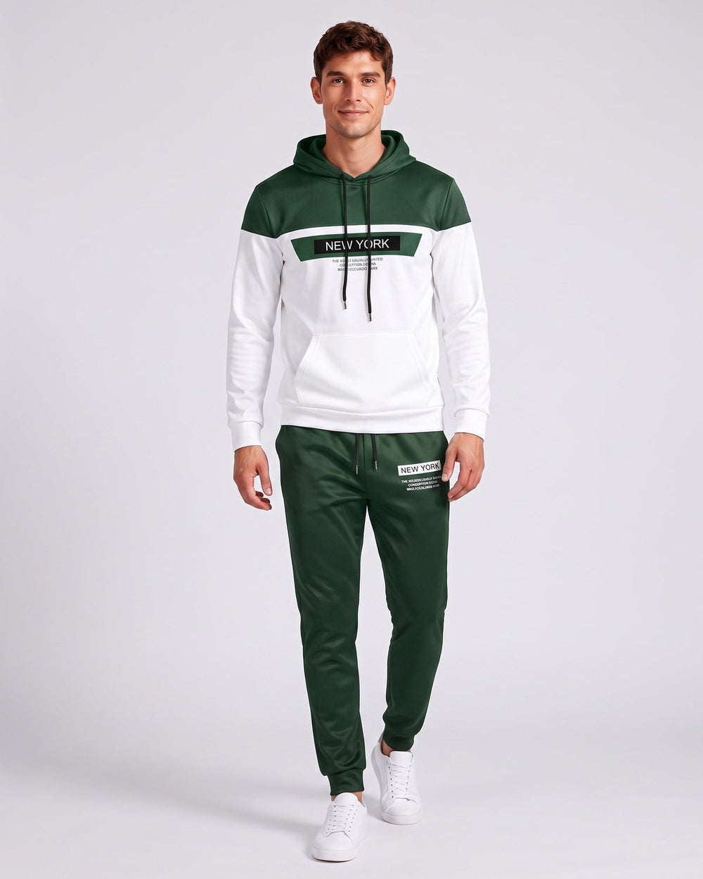 Ensemble sweat et jogging vert — vue de face