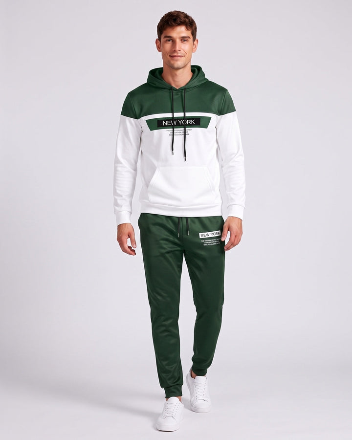 Ensemble sweat et jogging vert — vue de face