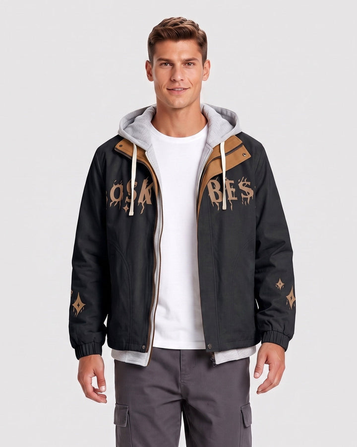 Veste à capuche contrastée noire — vue de face