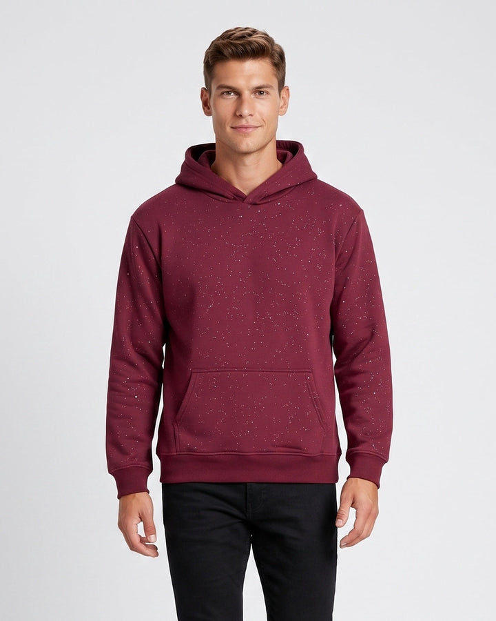 Sweat à capuche à sequins bordeaux — vue de face