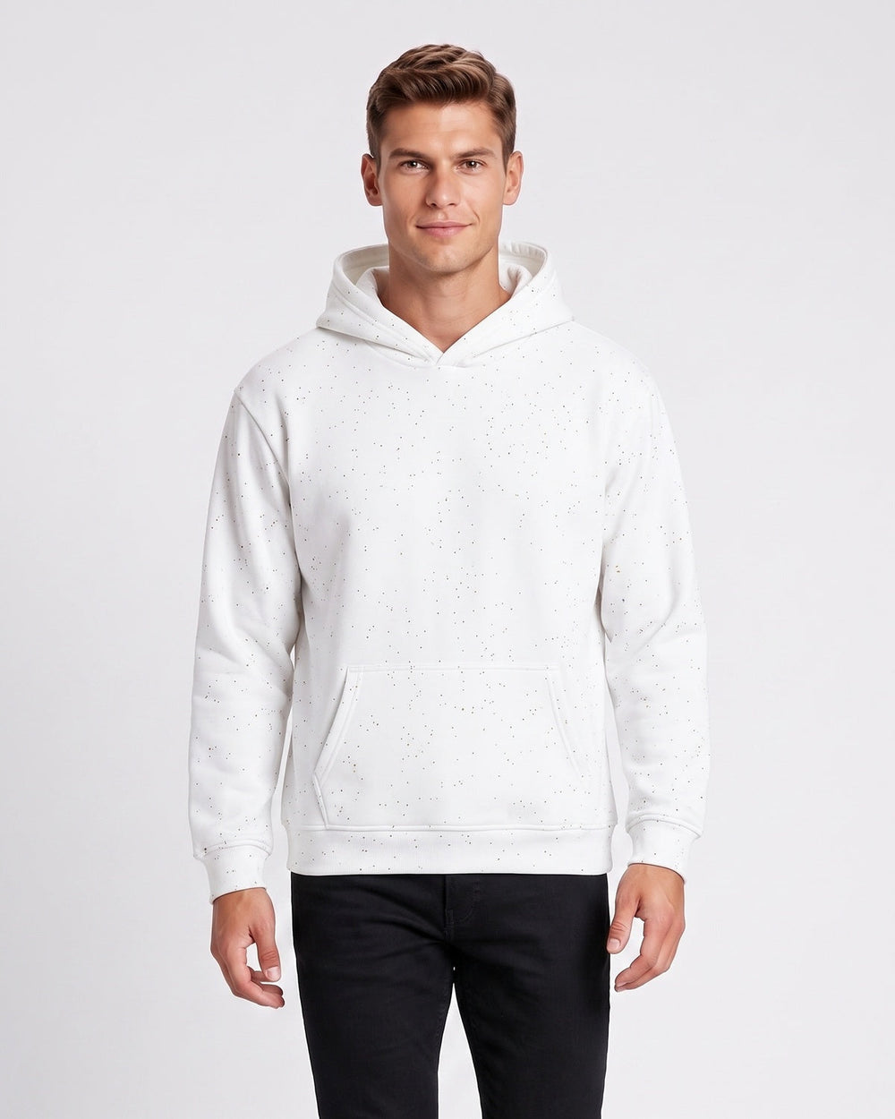 Sweat à capuche à sequins blanc — vue de face