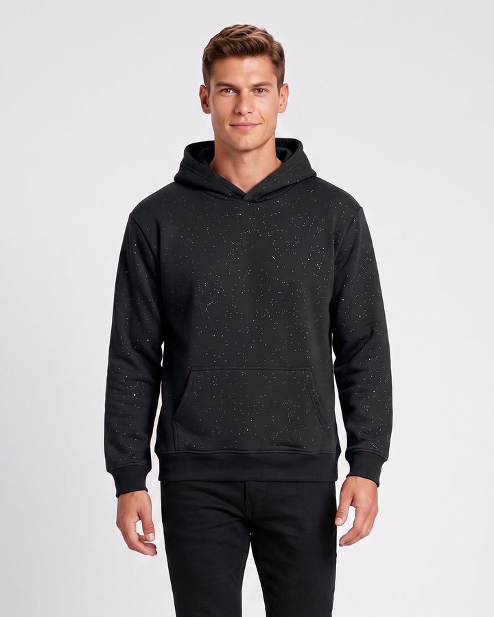 Sweat à capuche à sequins noir — vue de face