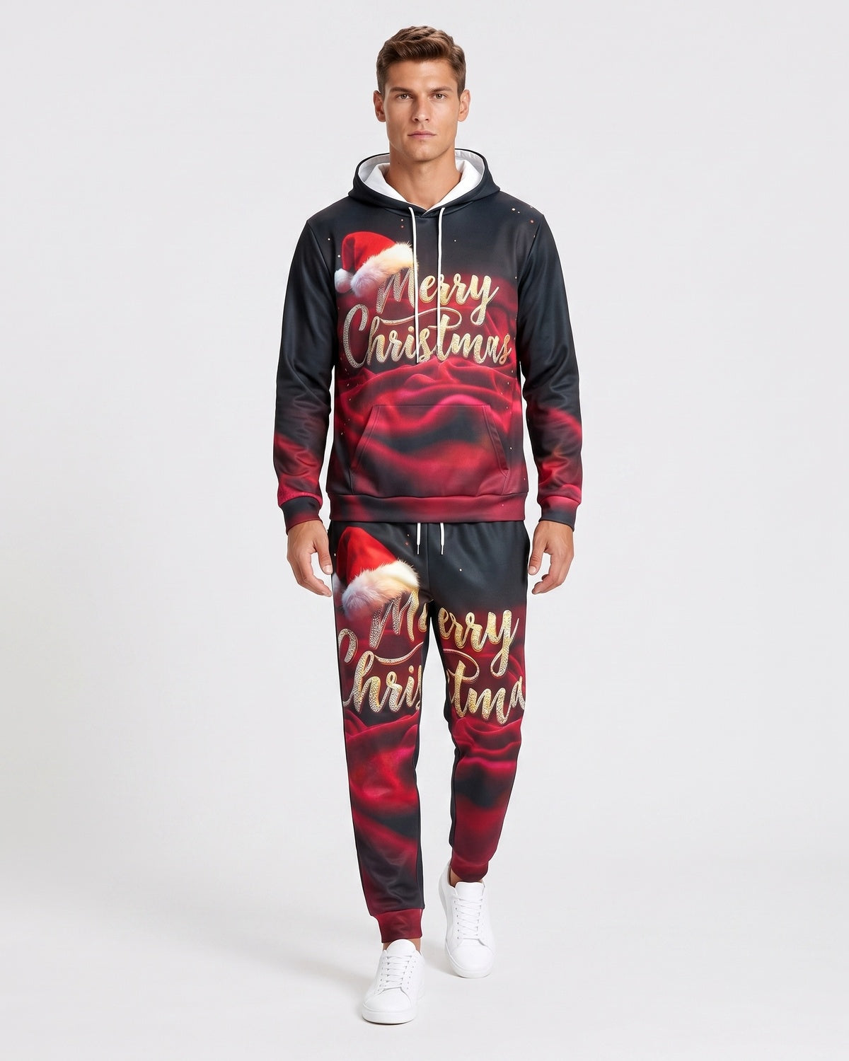 Ensemble sweat imprimé Noël — vue portée en pied, de face