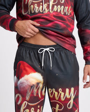 Ensemble sweat imprimé Noël — détail ceinture du jogging et cordon