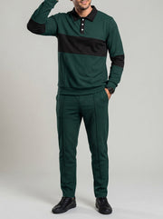 Tenue coordonnée texturée vert foncé, vue portée de face