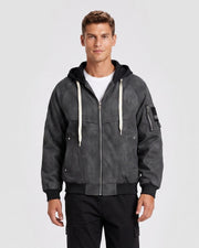 Veste à capuche zippée gris anthracite, vue portée de face