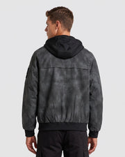 Veste à capuche zippée gris anthracite, vue portée de dos