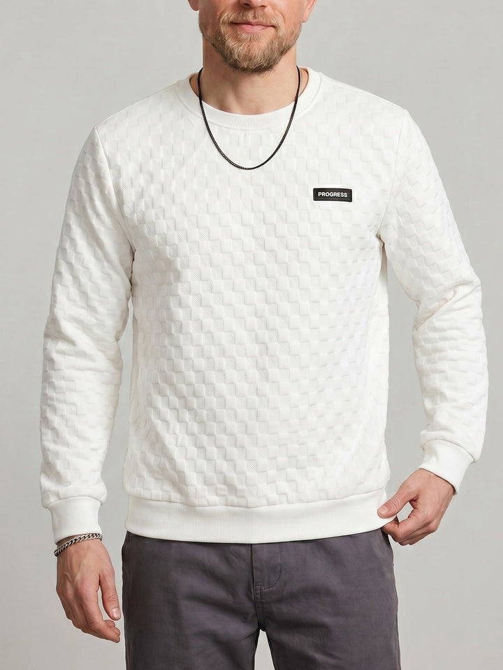 Sweat texturé à col rond blanc — vue de face
