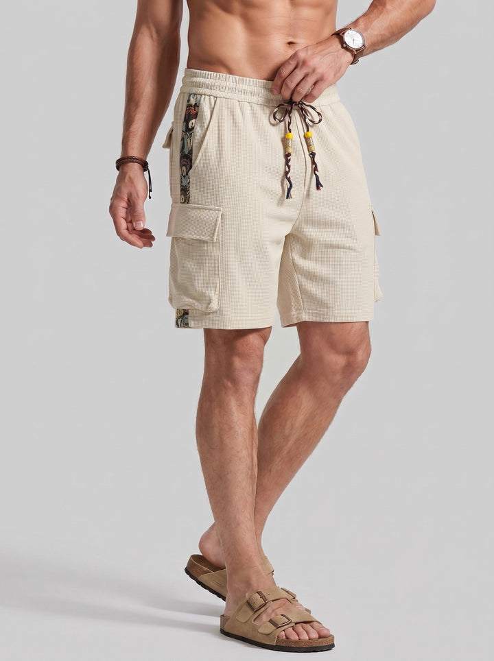 Short cargo imprimé beige, vue portée de face