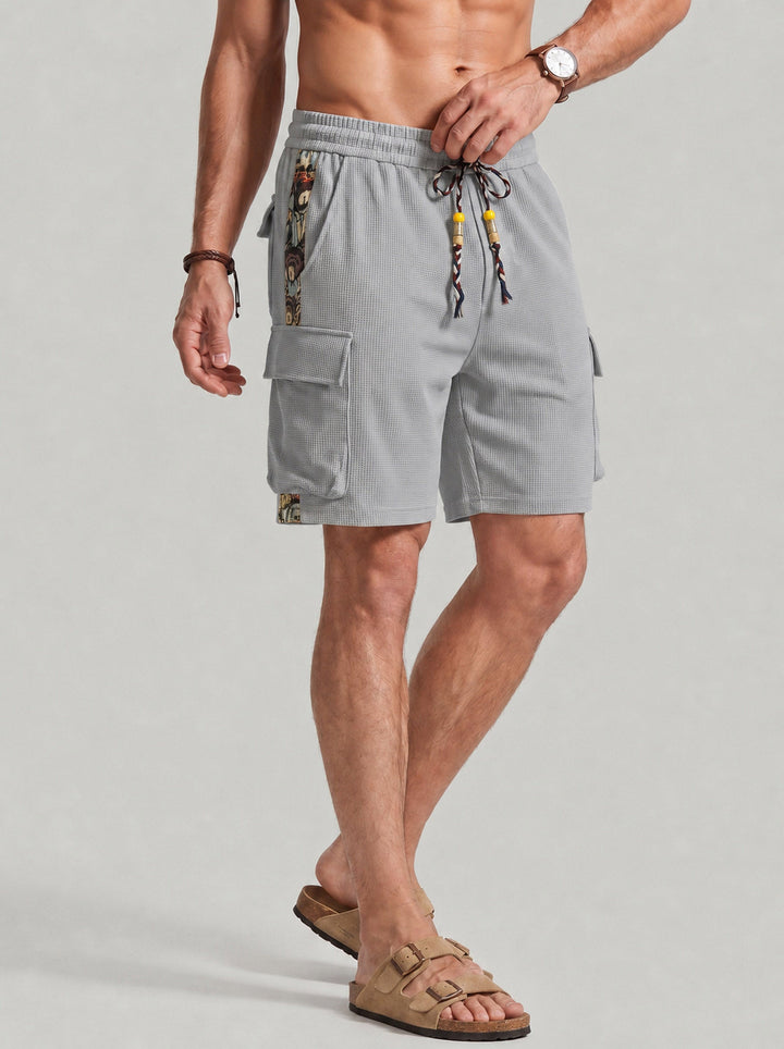 Short cargo imprimé gris, vue portée de face