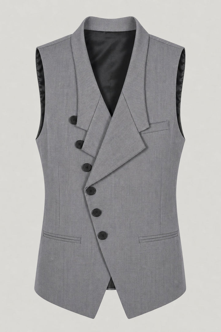 Gilet de costume boutonné gris — vue de face