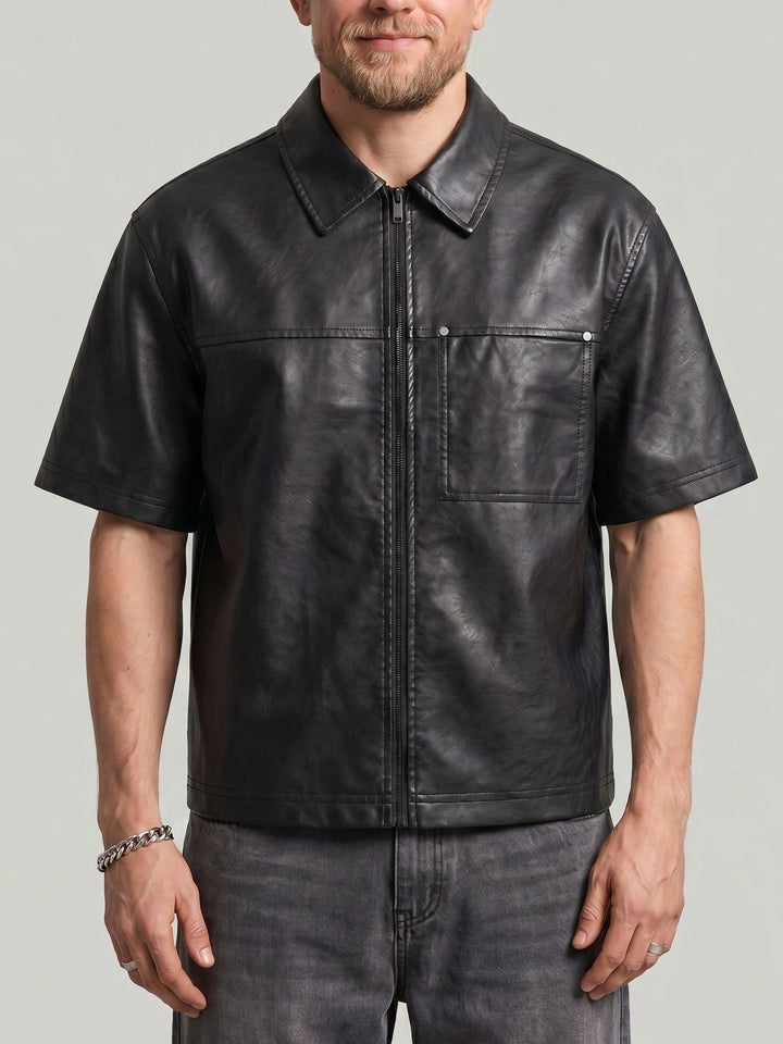 Chemise zippée noire, vue portée de face