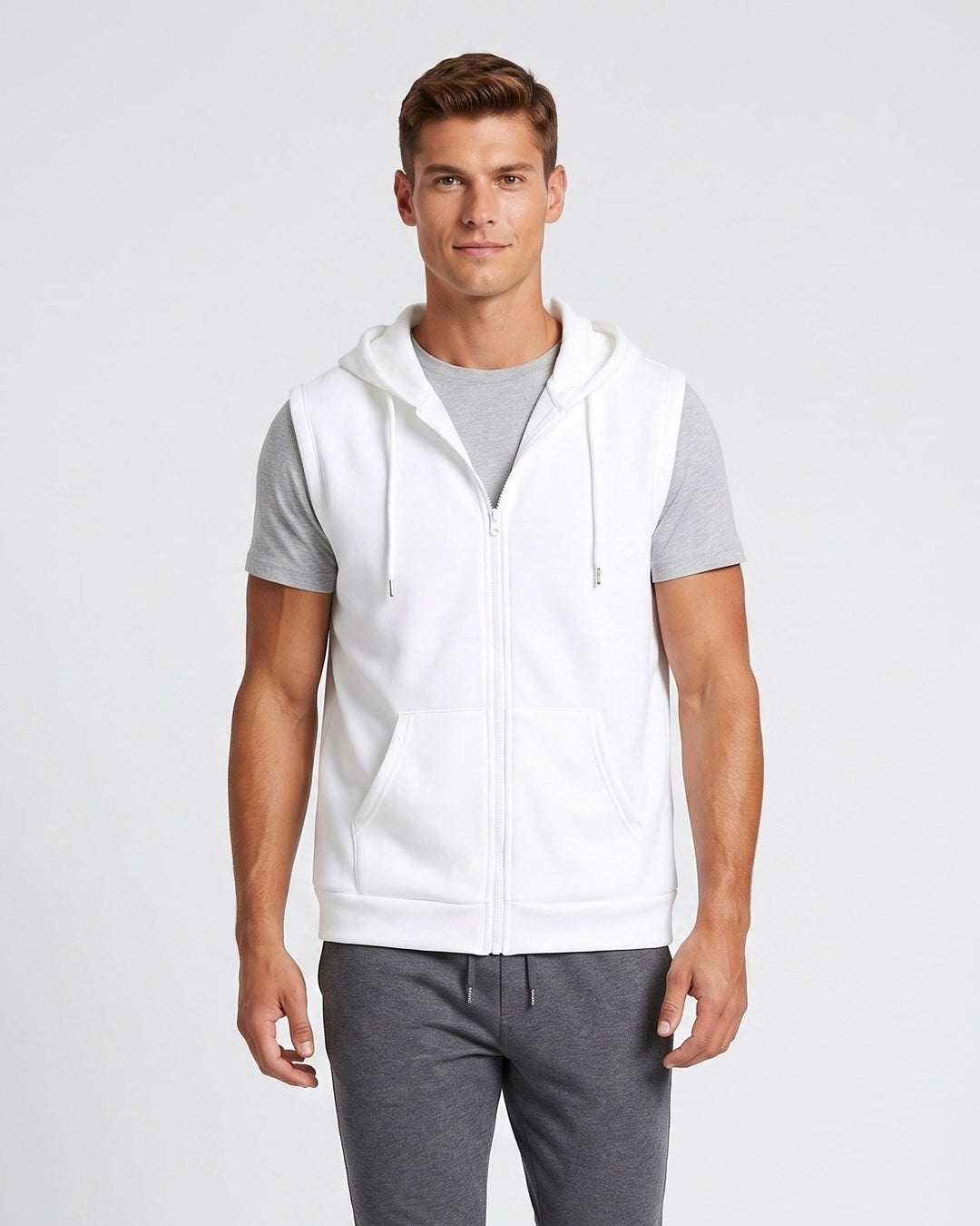 Gilet à capuche blanc — vue de face