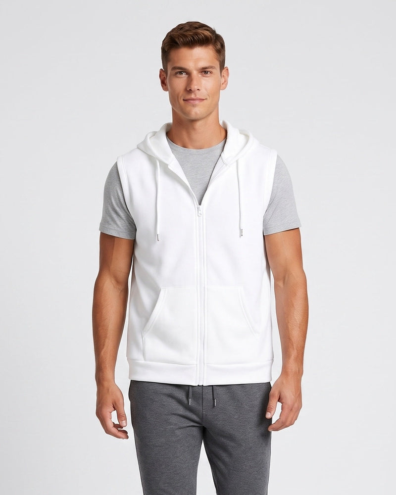 Gilet à capuche blanc — vue de face