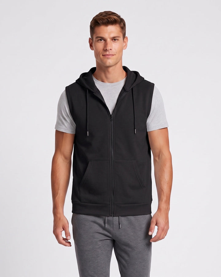 Gilet à capuche noir — vue de face