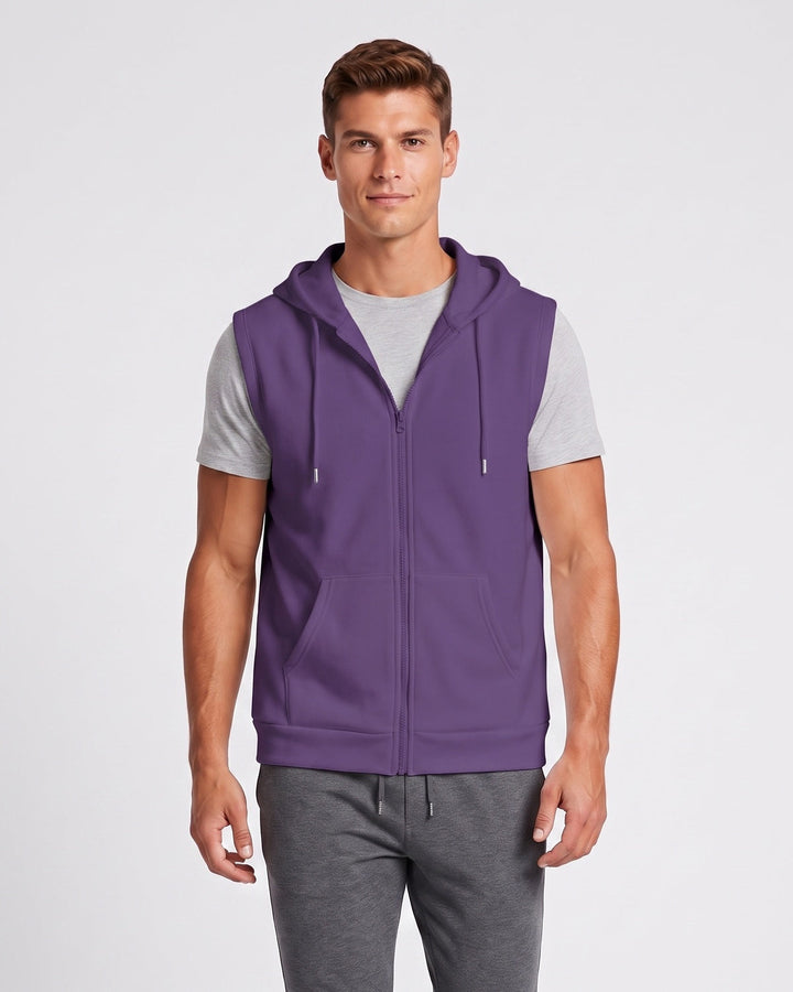 Gilet à capuche violet — vue de face