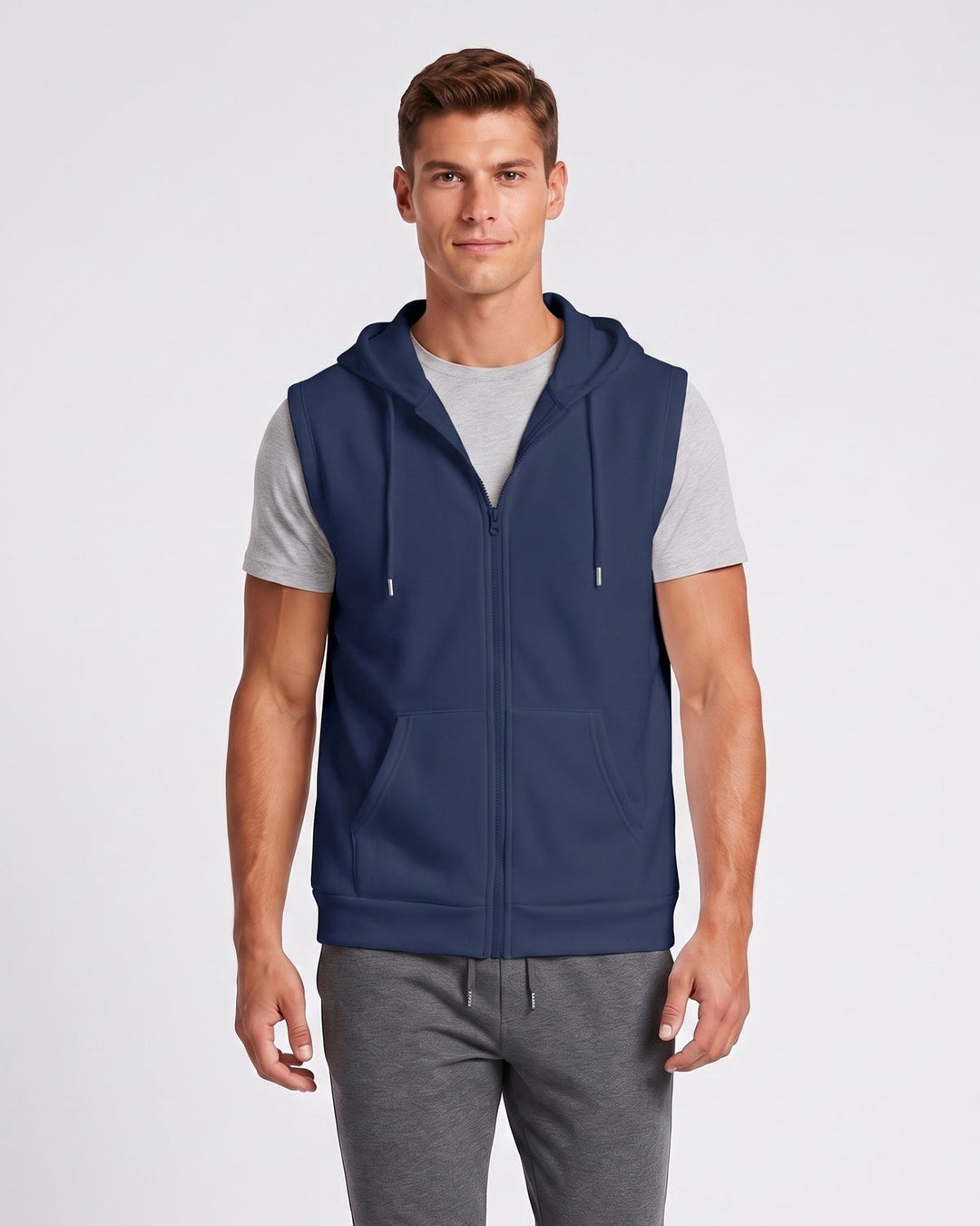 Gilet à capuche bleu marine — vue de face