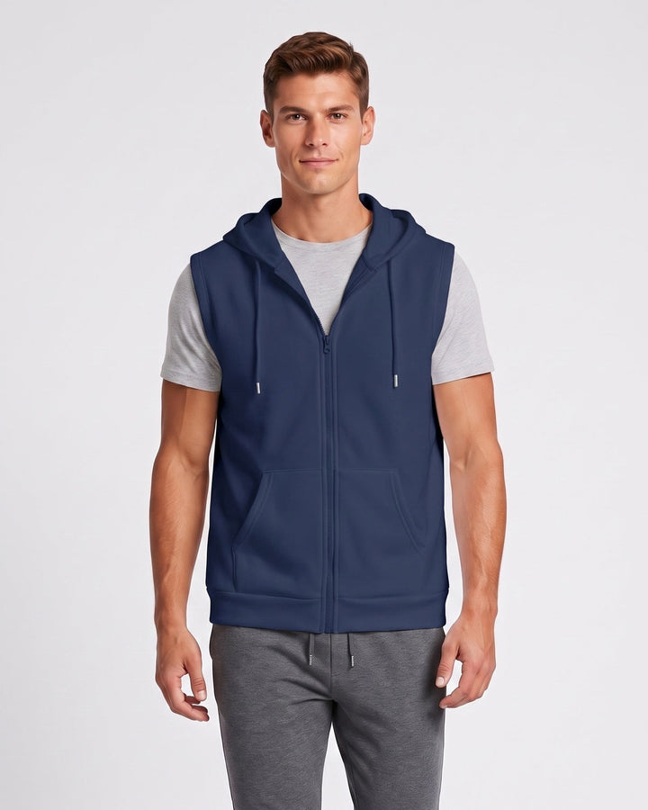 Gilet à capuche bleu marine — vue de face