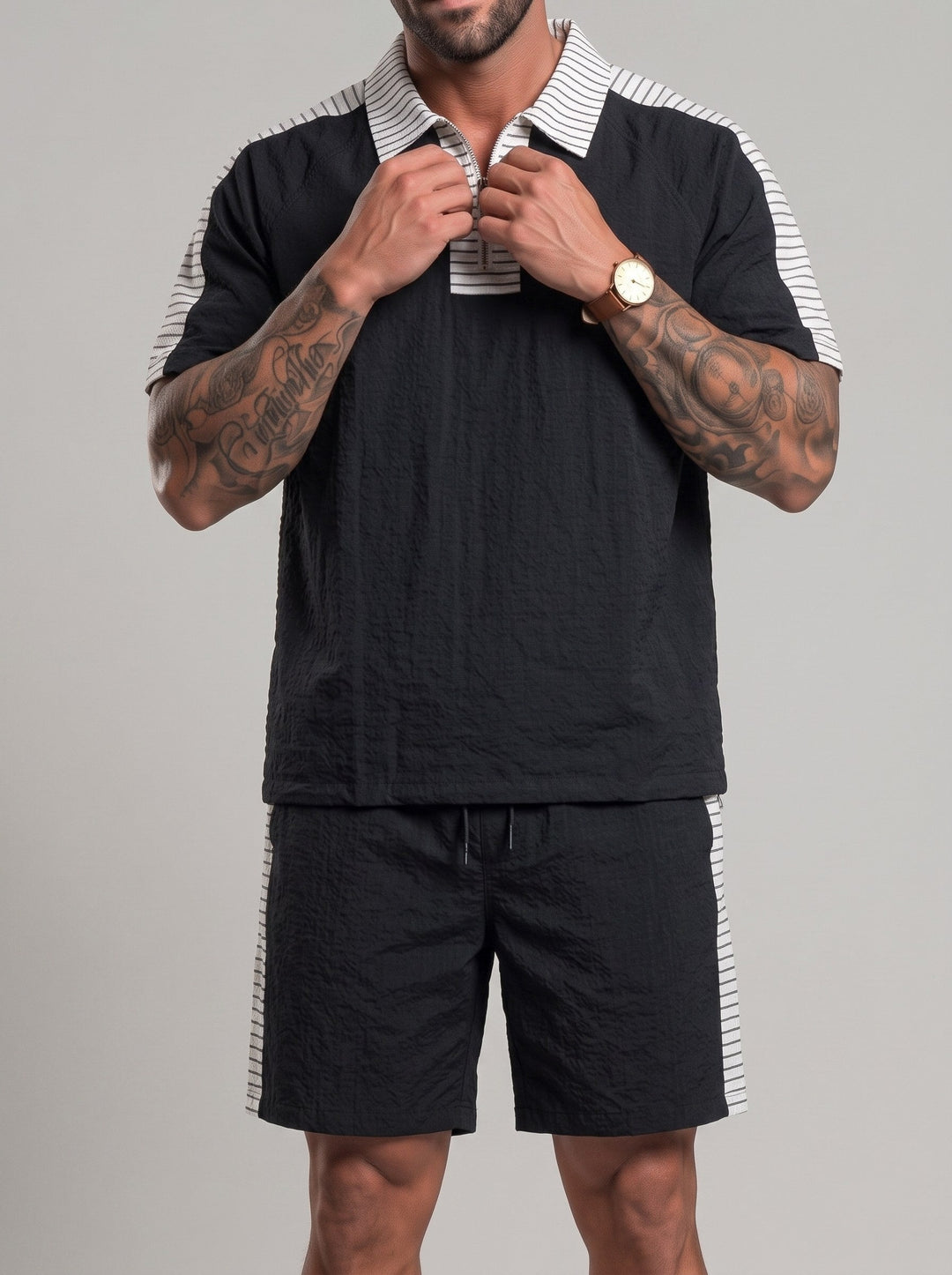 Ensemble haut demi-zip et short — vue complémentaire du produit.