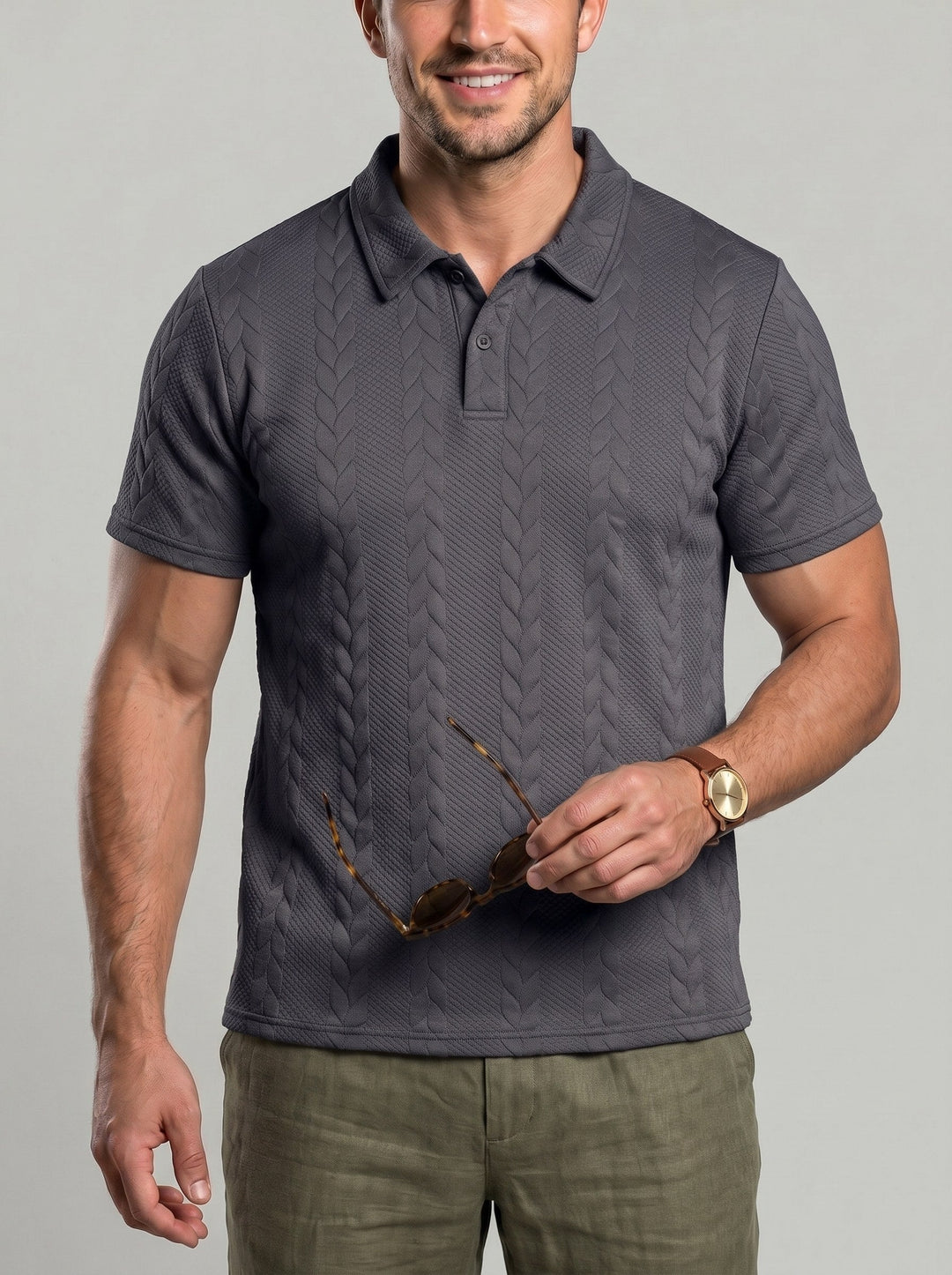 Polo en maille texturée — vue de dos