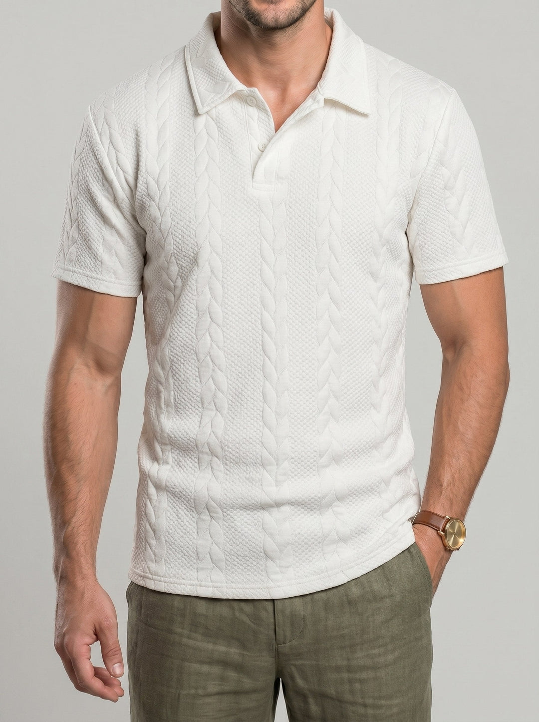 Polo en maille texturée — vue de face