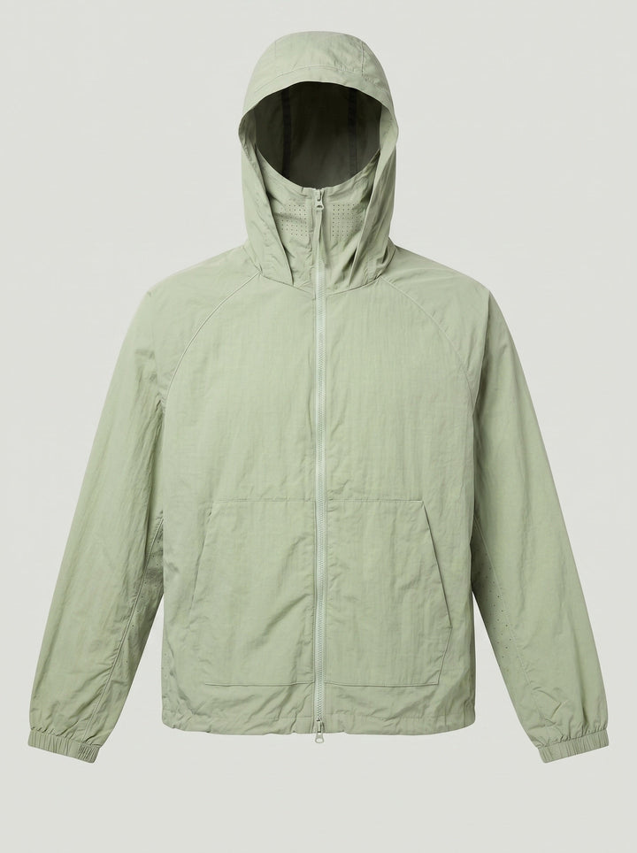 Veste zippée à capuche raglan vert clair — vue à plat