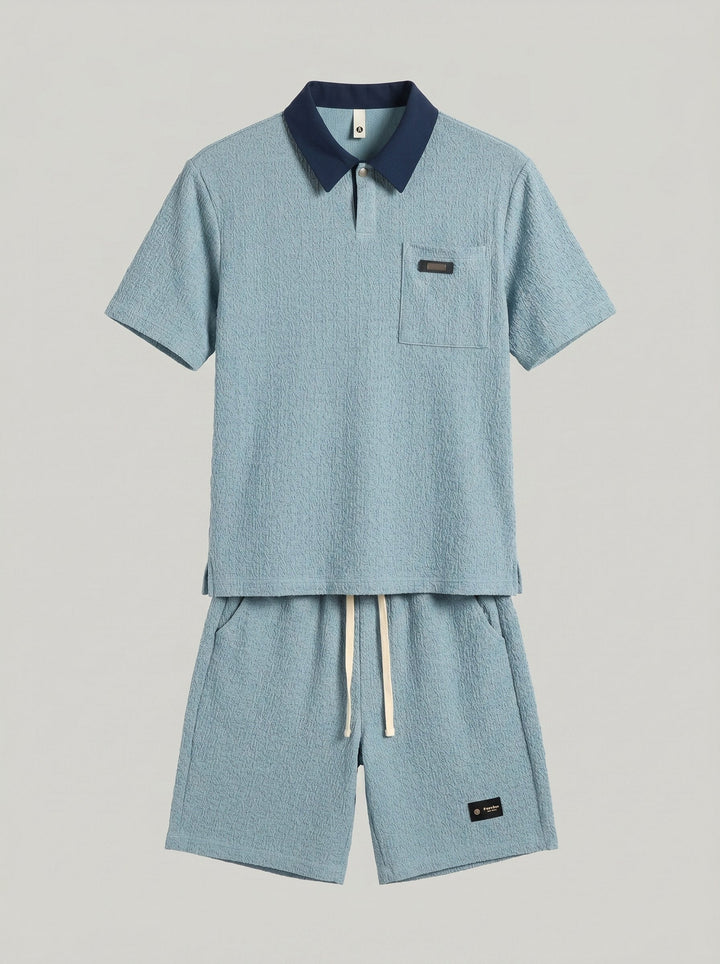 Ensemble polo à blocs de couleur et short — vue complémentaire du produit.