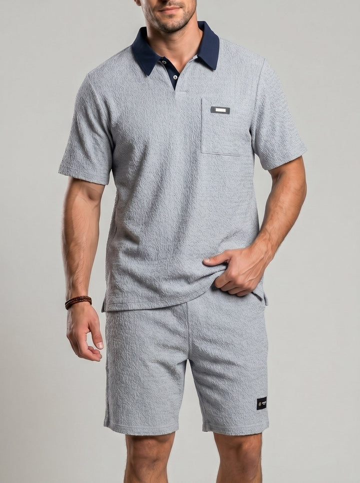 Ensemble polo à blocs de couleur et short — vue complémentaire du produit.