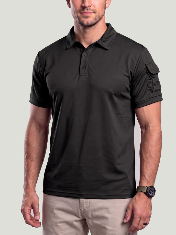 Polo uni à poche sur la manche — vue complémentaire du produit.