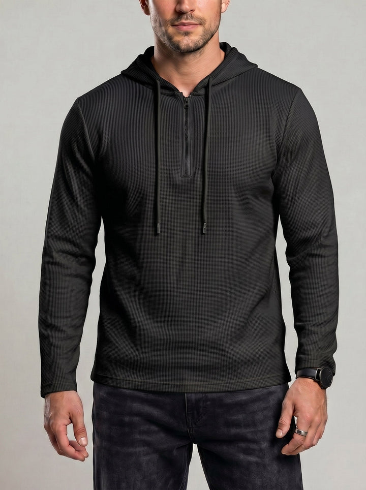 Sweat gaufré à ouverture demi-zip — vue de trois-quarts