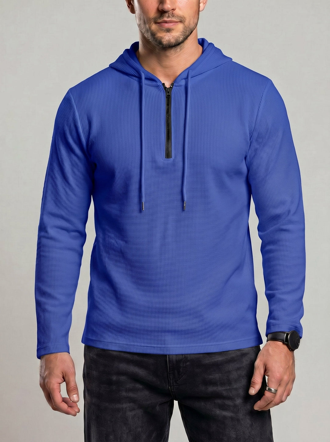 Sweat gaufré à ouverture demi-zip — vue de côté
