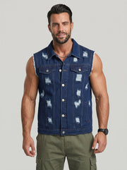 Gilet bleu marine sans manches — vue de face