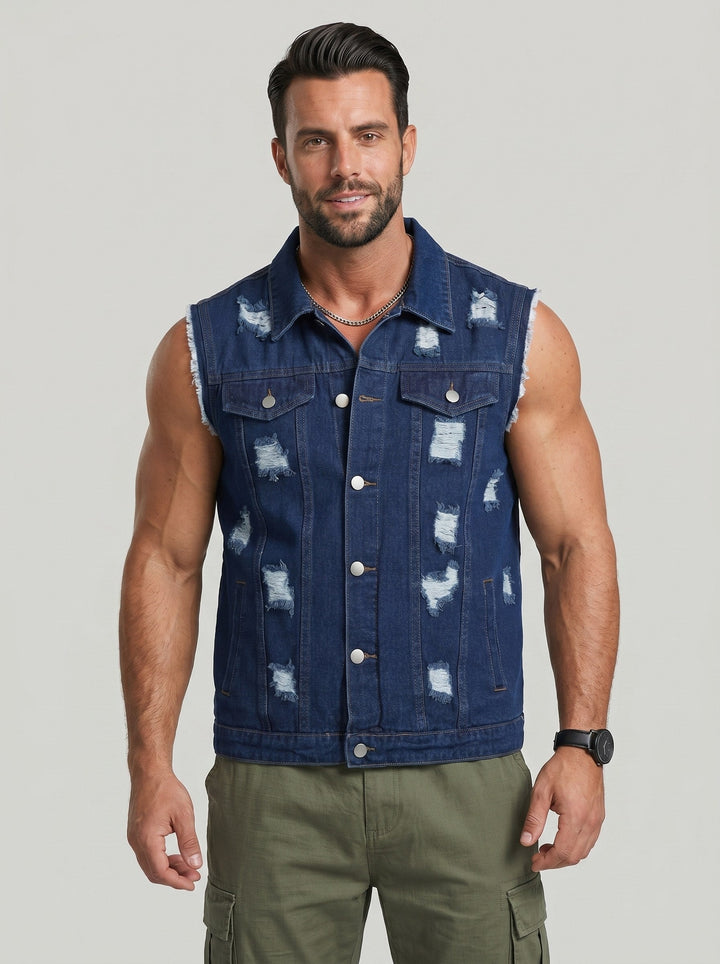 Gilet bleu marine sans manches — vue de face