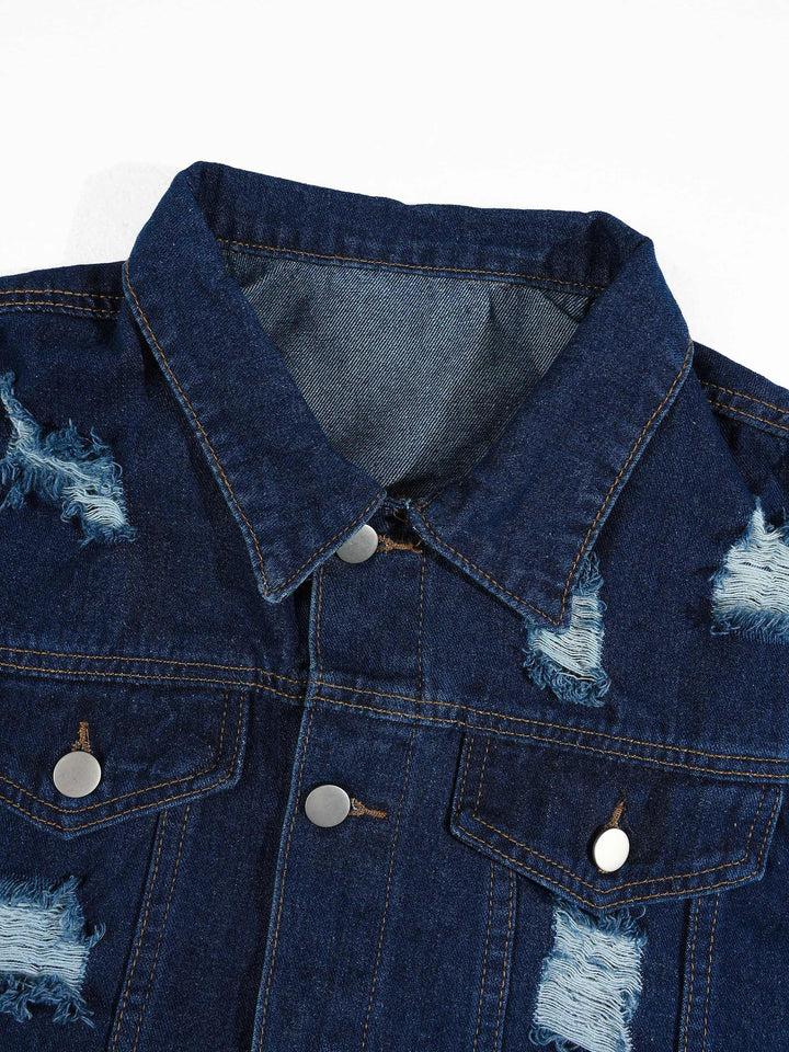 Gilet bleu marine sans manches — gros plan du col