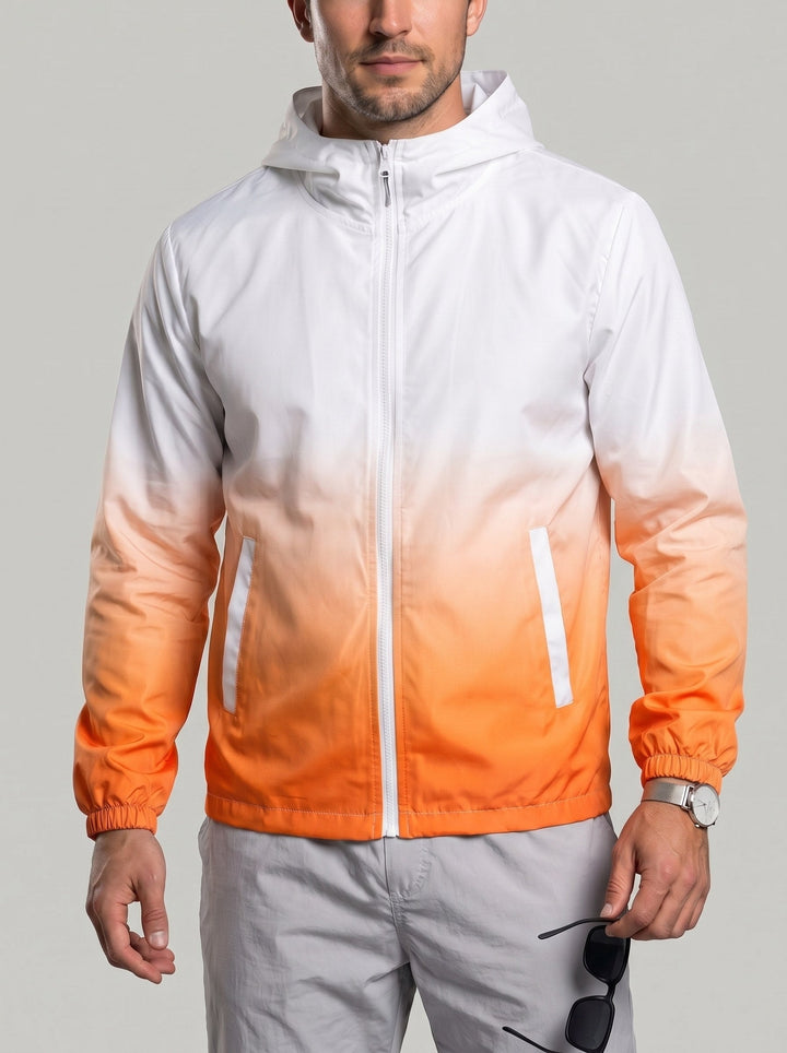 Veste d'été dégradée orange, vue portée de face