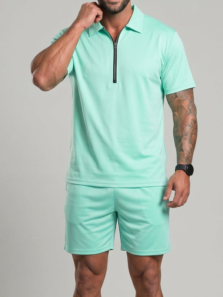 Ensemble haut demi-zip et short — vue principale du produit.