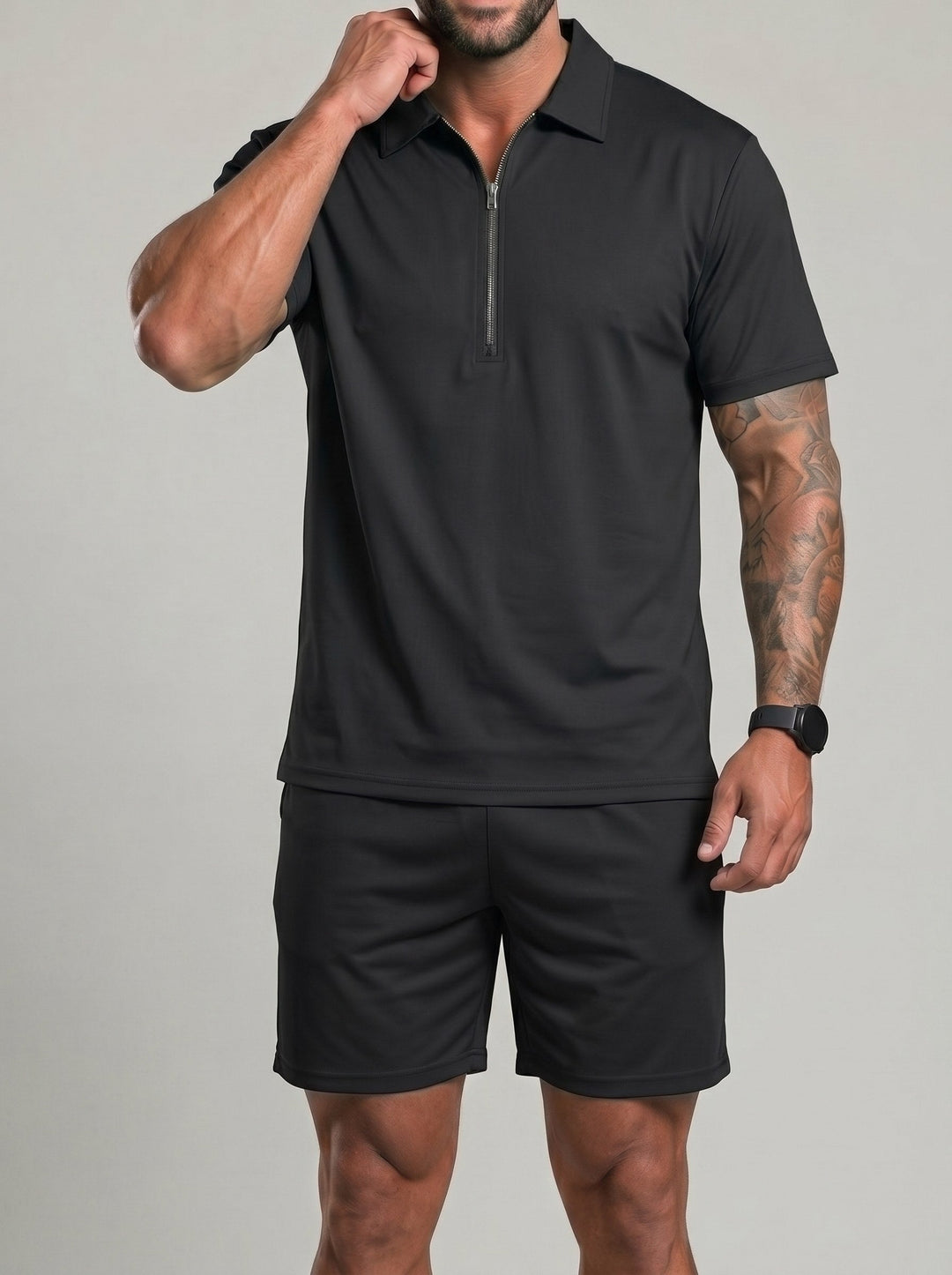 Ensemble haut demi-zip et short — vue complémentaire du produit.