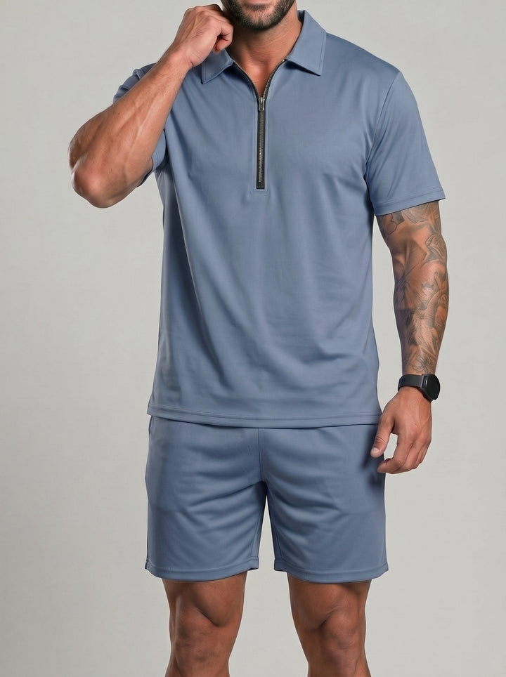 Ensemble haut demi-zip et short — vue complémentaire du produit.