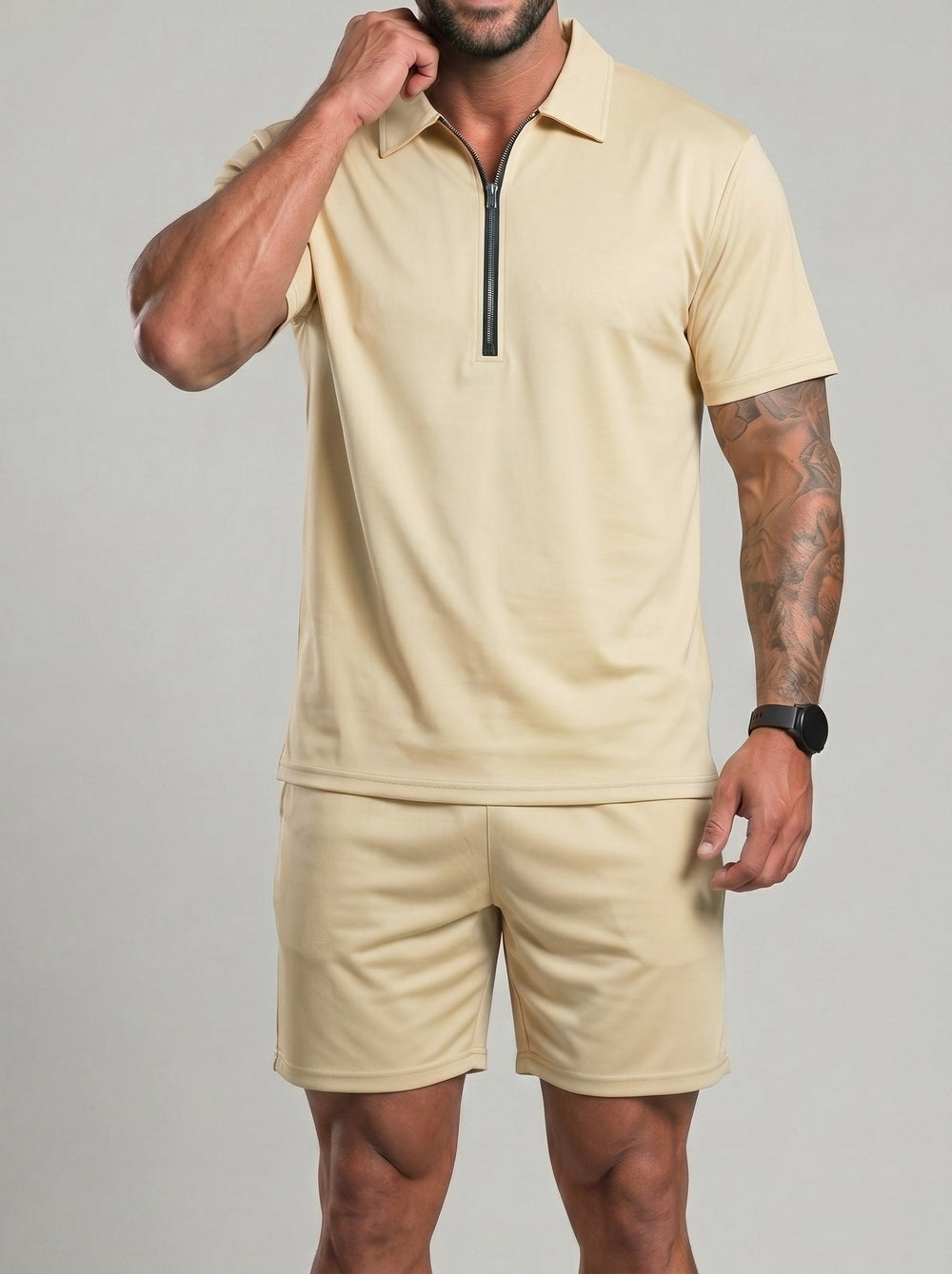 Ensemble haut demi-zip et short — vue complémentaire du produit.