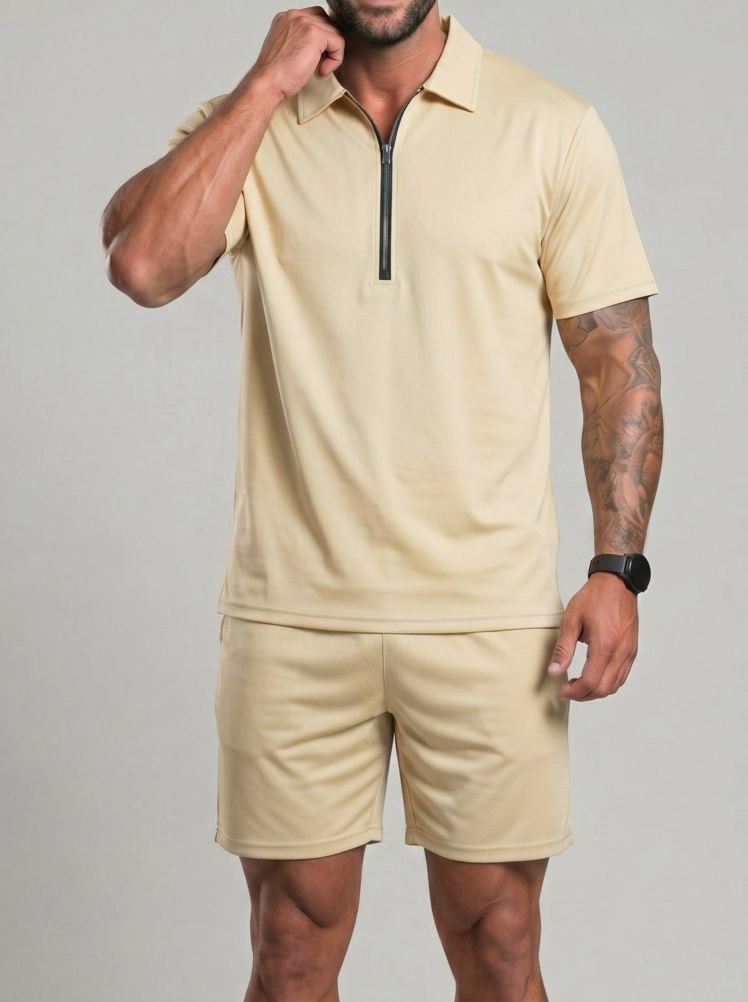 Ensemble haut demi-zip et short — vue complémentaire du produit.