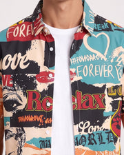 Chemise à manches courtes — détail imprimé graphique